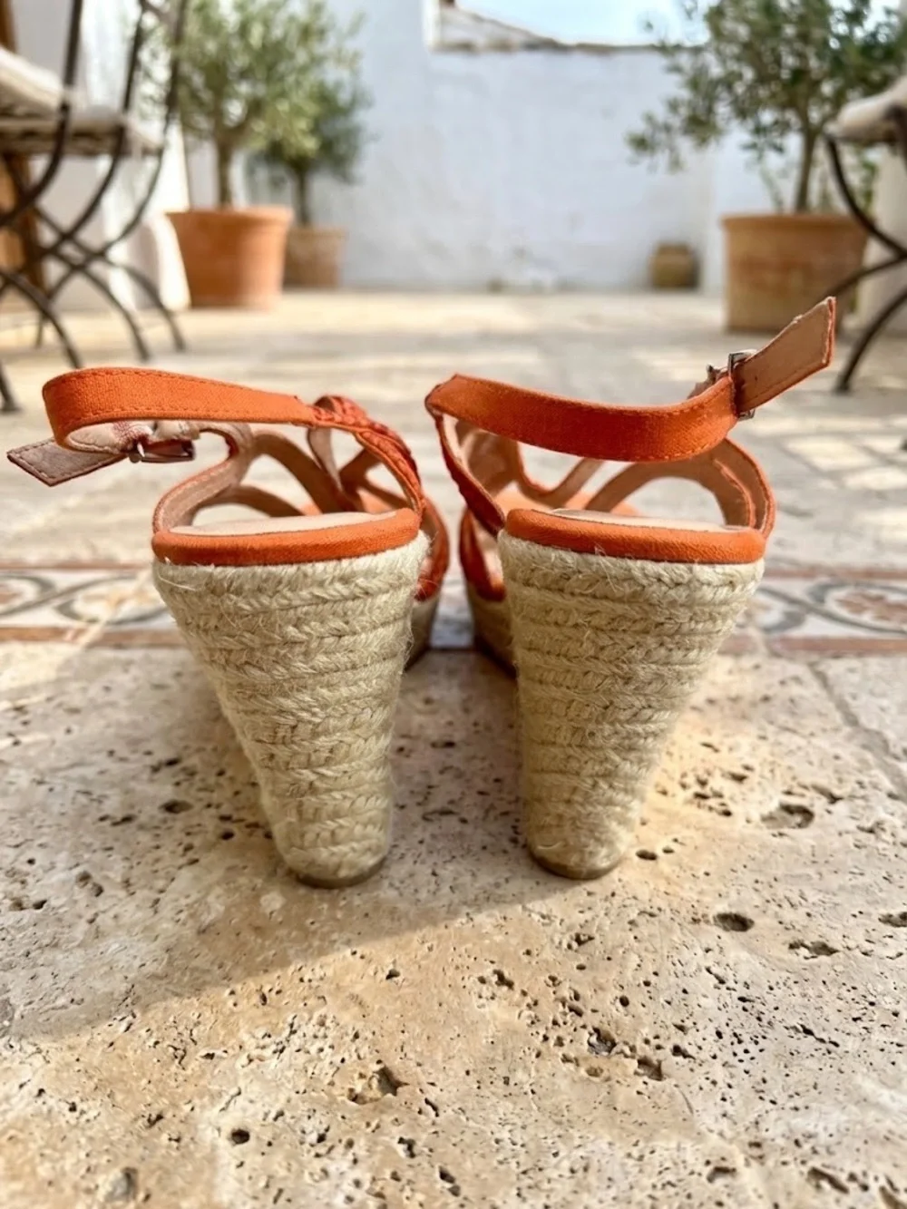 Chinese Laundry Orange Braided Strappy Wedge Sandals